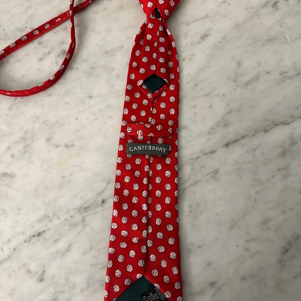 Kids Canterbury Red Baseball Neck Tie